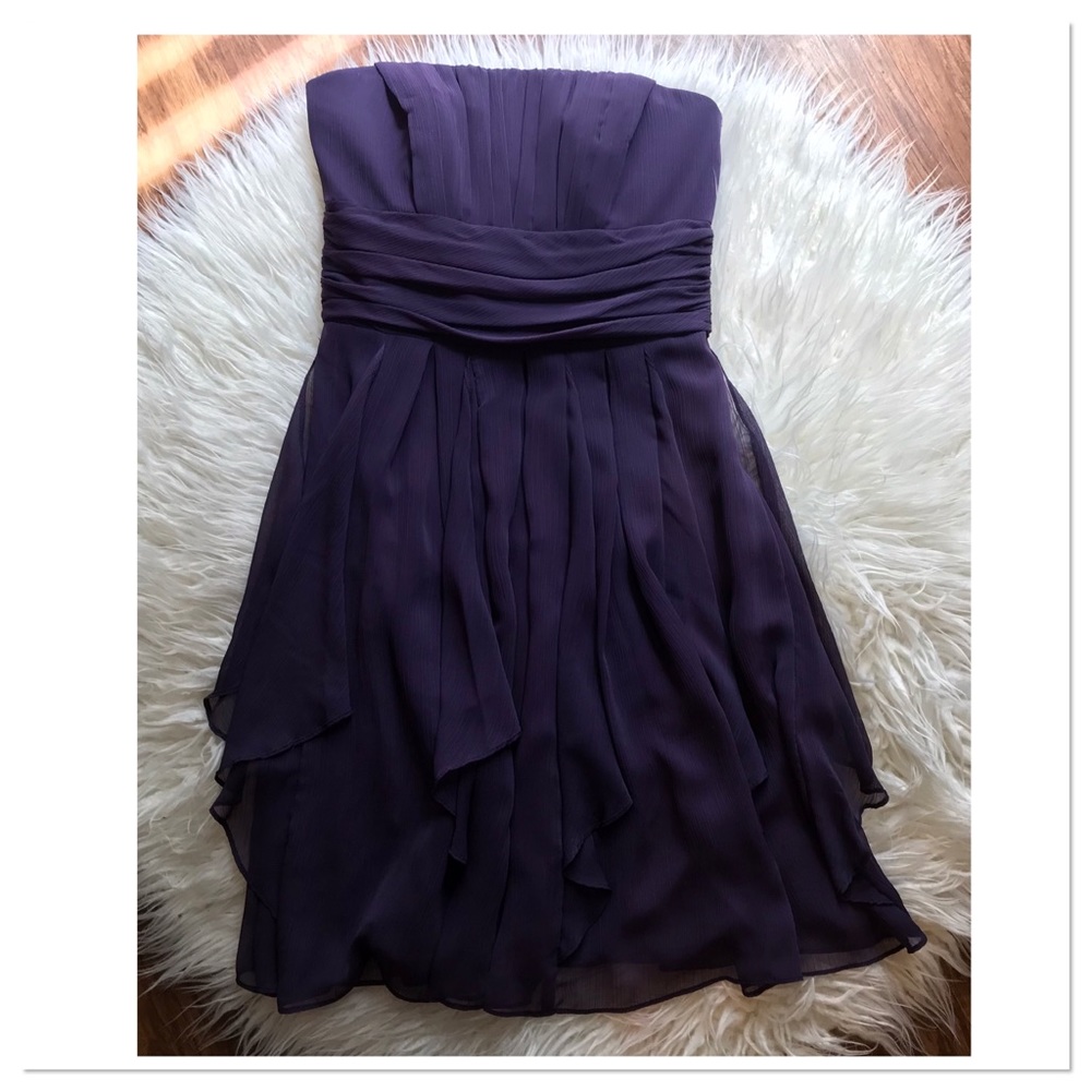 David’s Bridal Strapless Crinkle Chiffon Dress 6 - Picture 1 of 10